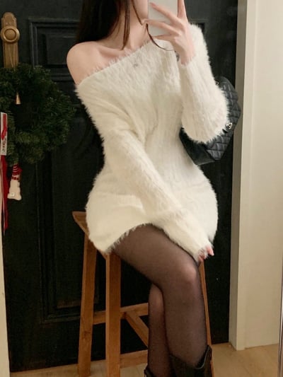 小隻女專屬｜斜領彈力毛毛合身短洋8