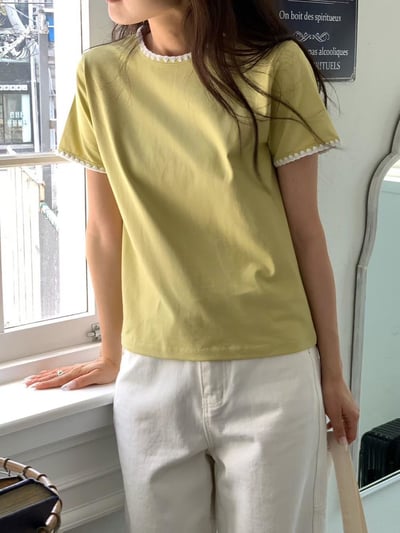 鋸齒狀色滾邊短T6