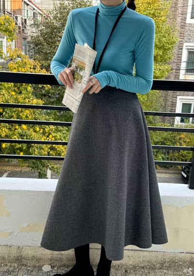 磨毛後鬆緊傘擺長裙7