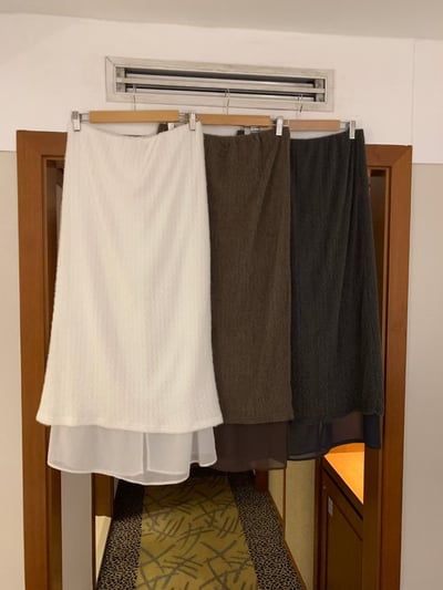 鬆緊腰圍毛毛拼接雪紡長裙8