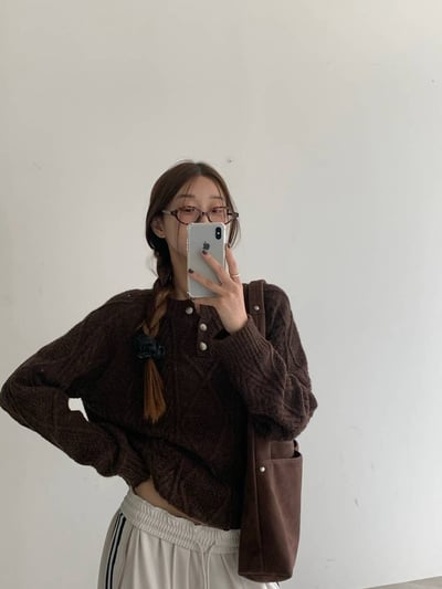 亨利排釦領麻花針織衣4