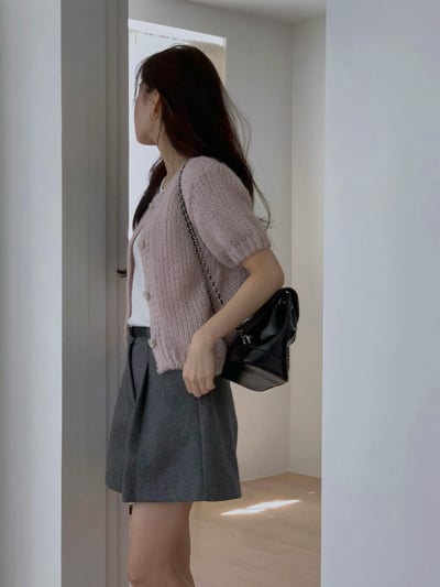 前打摺魔毛款三分西裝褲（附皮帶)3