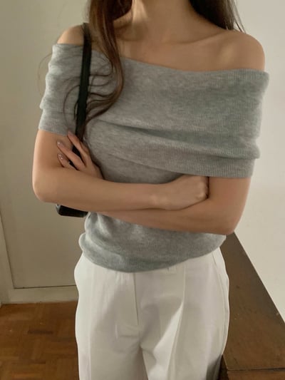 平口反折領彈力螺紋短袖Ｔ4