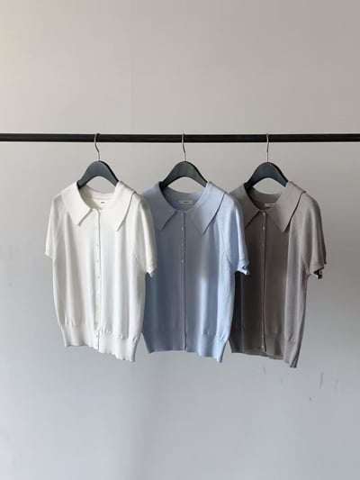 翻領排釦針織短T6