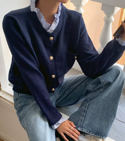 拼接領學院風針織衣9