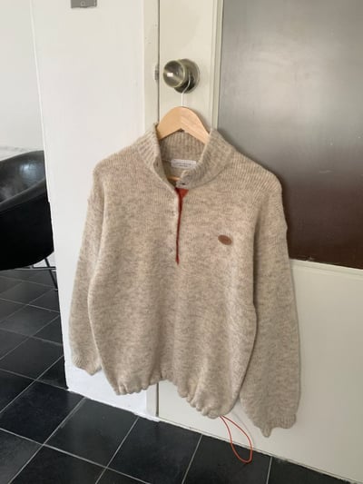 皮革logo撞色半釦領羊毛衣（60％）4