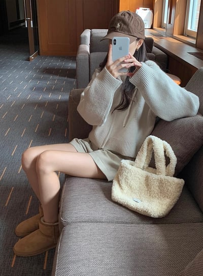 短版抽繩連帽針織外套8