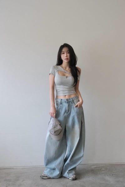 斜肩膀辣妹BRA 短T5