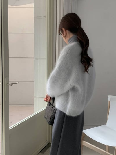 圓領馬海毛雙向拉鍊外套4