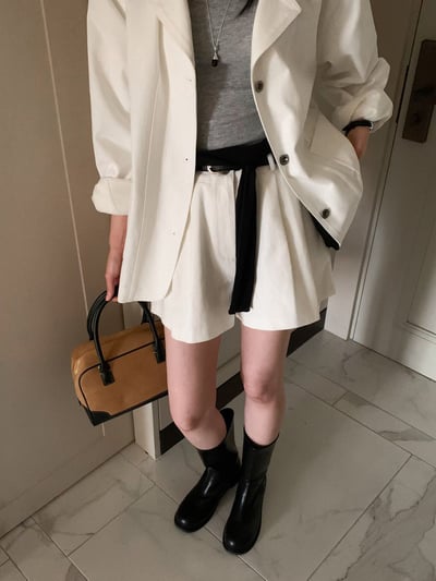 簡約刀領排釦雙口袋風衣外套10