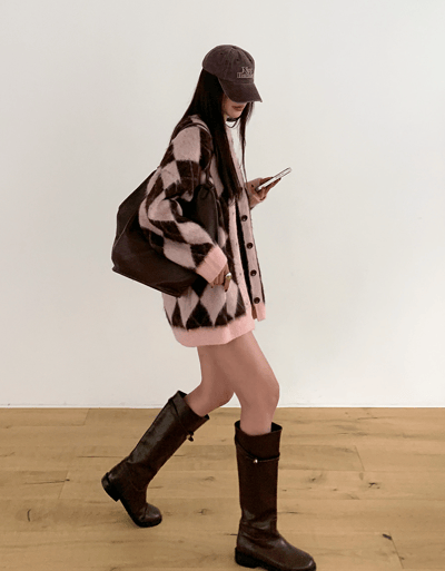 圓頭金釦繫帶膝下長靴22