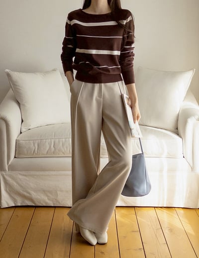 免熨燙！後鬆緊兩側打褶混棉西裝長褲11