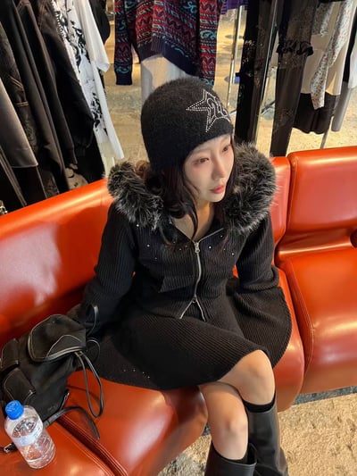 拼接皮革口袋磨毛外套＋壓摺短褲裙SET(可拆買)6