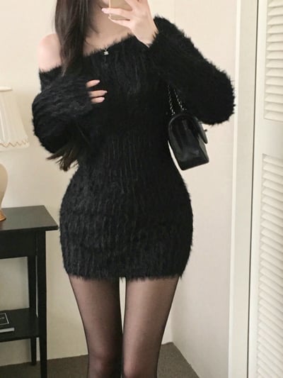 小隻女專屬｜斜領彈力毛毛合身短洋7