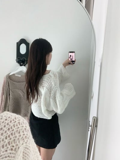 拼接粗麻花短版針織衫4