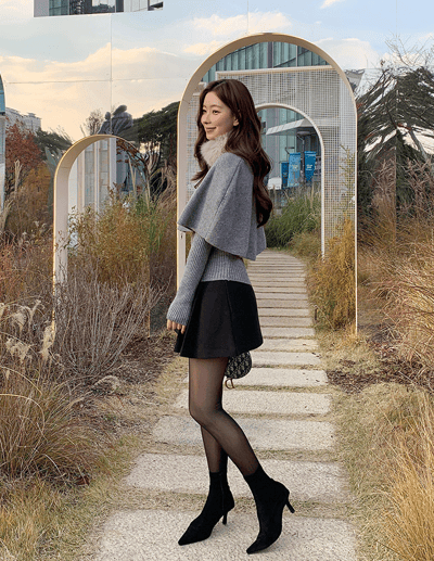 三件組｜Ｖ領坑紋針織衣+小斗篷＋可拆毛圈SET9