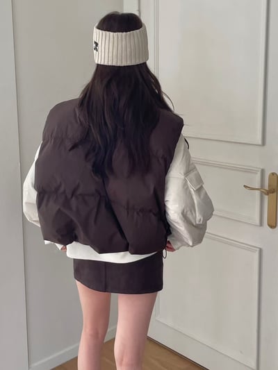 翻領輕巧感蓬蓬羽絨背心3