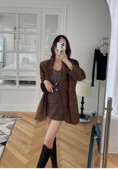 刀領寬鬆口袋麂皮西裝外套9