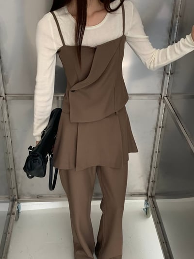 開衩片群層次西裝長褲3