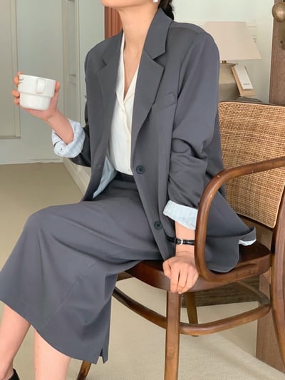 春季款拼接條紋內裡西裝外套2