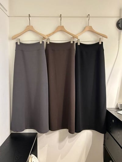 鬆緊腰圍厚磅款針織長裙7