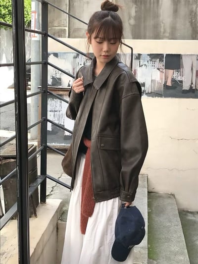 微霧面紋路復古皮革外套3