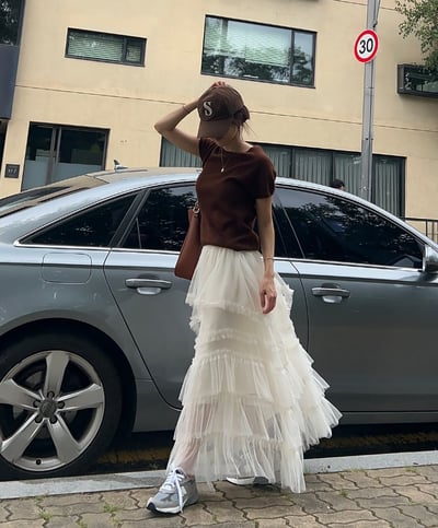層次感鬆緊腰圍蛋糕紗裙5
