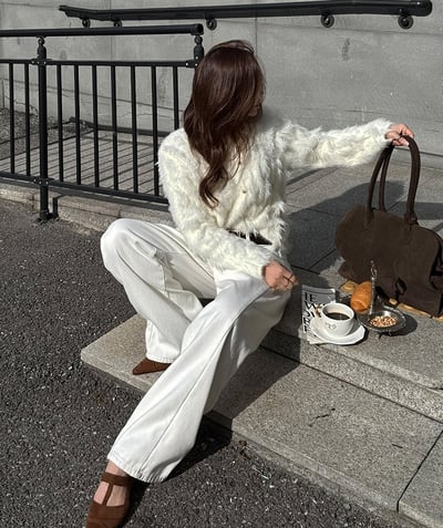 金釦羽毛流造型毛外套6