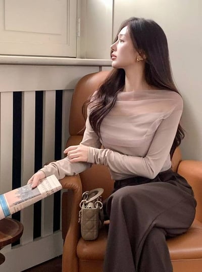 拼接歐跟網紗薄款Ｔ6