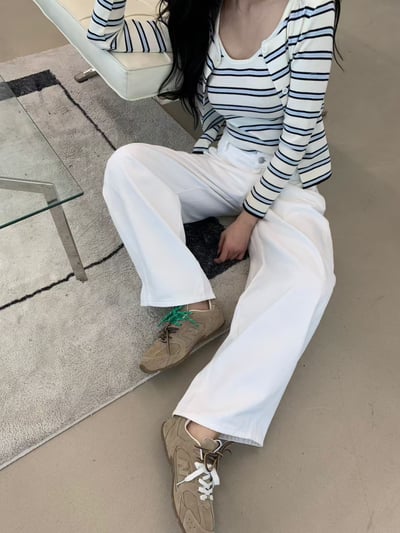 雙配色條紋背心＋排釦薄針織小外套SET6