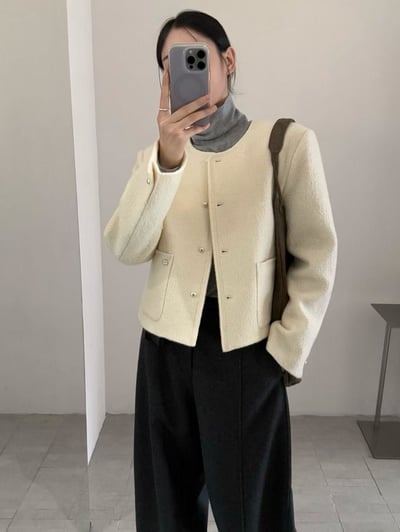 銀扣小圓牌口袋外套4