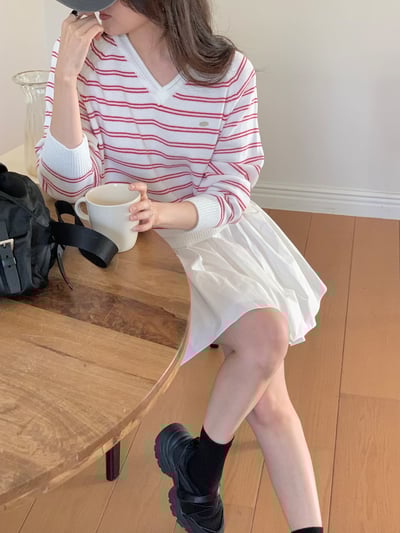 (客訂勿下單）V領休閒條文圓牌logo針織衫4