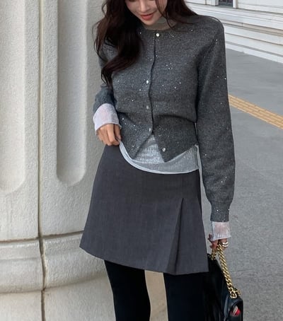 圓領小水鑽薄款針織衫2