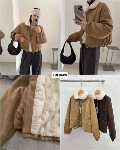 拼接毛麂皮內鋪棉外套6