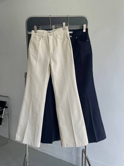 高腰薄絨面小喇叭牛仔褲6