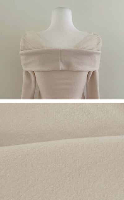 拼接雪紡肩平領磨毛上衣8