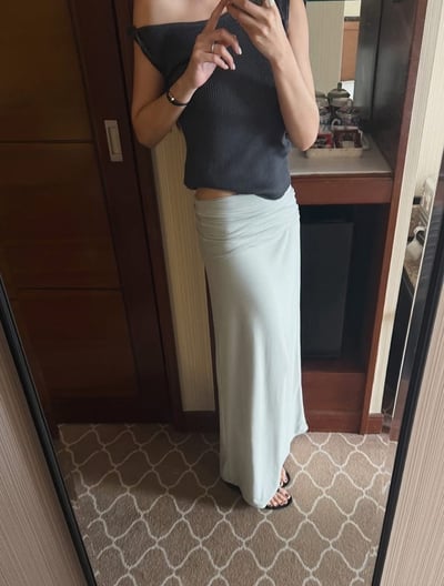 抓皺反折設計棉質長裙7