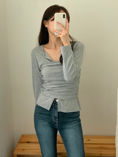 兩穿！素色平口背心＋排釦小外套SET9