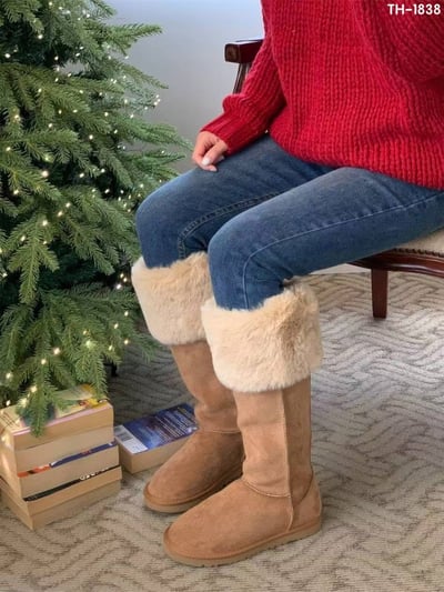 🇰🇷超夯！絨毛鈕釦長雪靴（跟2.3)4