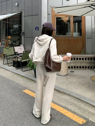 順身刷毛連帽外套＋鬆緊長褲SET10