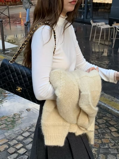 拼接花邊邊網紗高領打底衣18