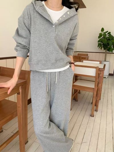 半排扣連帽上衣+長褲SET7