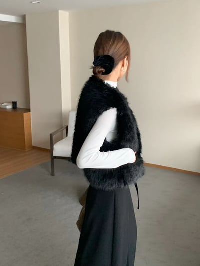 水貂毛短版背心12