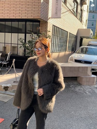 圓領排釦長毛款寬鬆外4