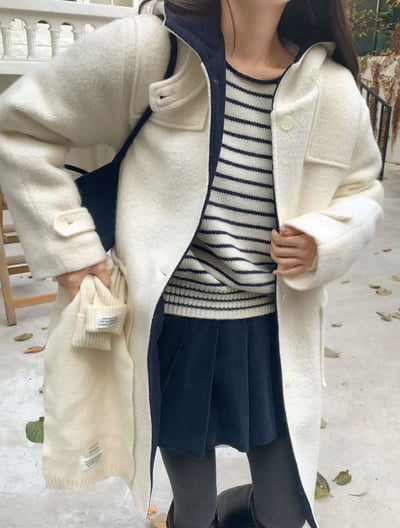 俏皮保暖撞色連帽大衣5