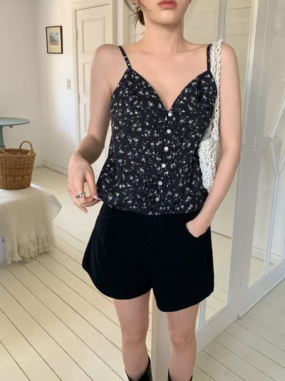 可愛小碎花V領背心9