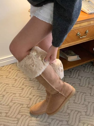 🇰🇷超夯！絨毛鈕釦長雪靴（跟2.3)3