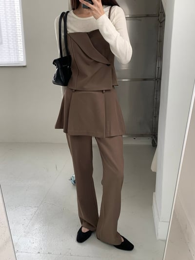 開衩片群層次西裝長褲5