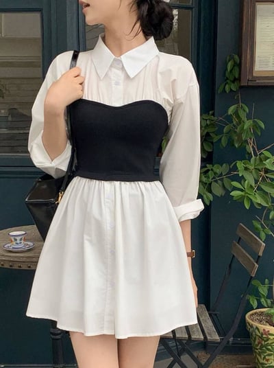 桃心領抹胸造型洋裝 (短/長)1