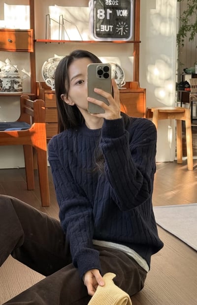 圓領立體扭結麻花羊毛針織衣（羊毛5%)3